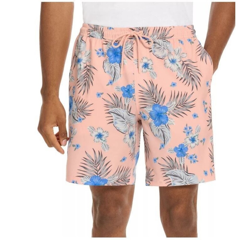 Hurley Hibiscus Stretch Shorts M Candy Pink Blue Floral 8" Summer Beach NWT